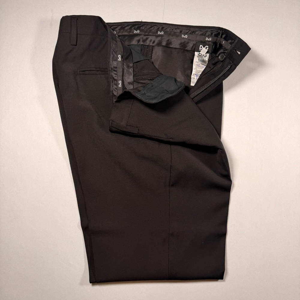 Dolce Gabbana Pants Mens 33x30 +2 Black Wool Stretch Dress IT 50 Italy Trousers